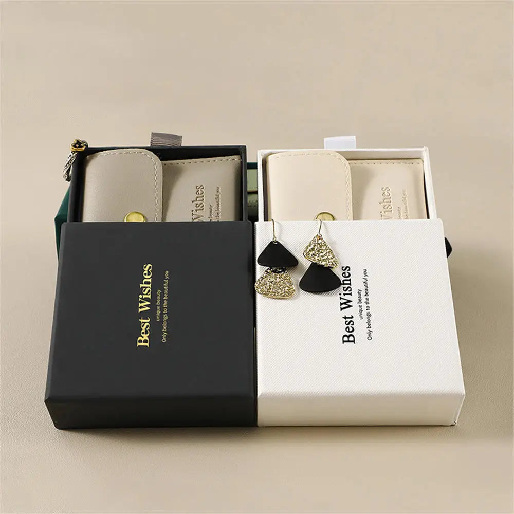 2Pcs Paper Jewelry Box PU Packaging Bag Set Necklace Bracelet Earrings Storage Gift Box High-end Jewelry Organizer Case Joyero - AMULET RING STORE