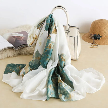 Design Satin Silk Shawl Hijab Scarf Women Fashion Summer Sunscreen Beach Stole Wraps Bufanda Female Headkerchief Echarpe New - AMULET RING STORE