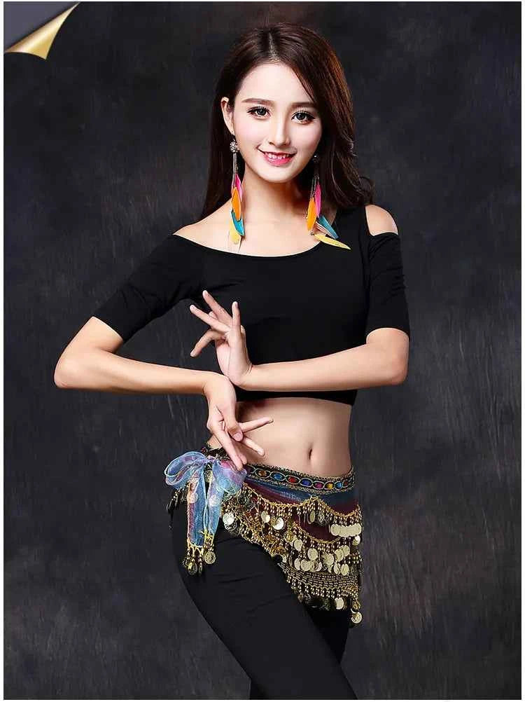 Oriental/Indian Belly Dance Coin Belt BellyDance Hip Scarf Golden Coins Belly Dance Costume Accessories Dancing Coin Belt