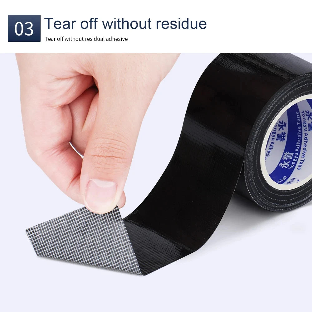 Black Cloth Based Tape Waterproof Heavy-Duty Pipe Single-Sided Tear-Proof Strong Adhesive Floor Duct Home Adhesive Bun Fixed - AMULET RING STORE