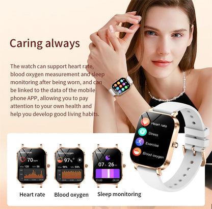 2025 New Xiaomi Fashion Women Smartwatch AMOLED HD Screen Heart Rate Blood Oxygen Monitoring BT Call Sports Smartwatch Woman