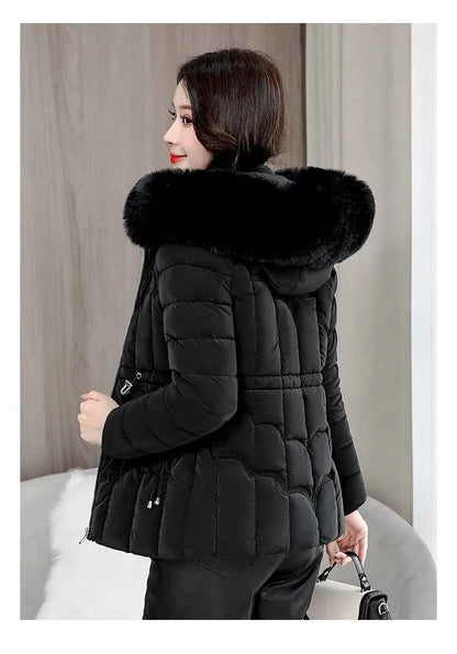 Winter 2025 New Down Jacket Women Parkas Fashion High-Quality Warm Cotton Padded Coat Ladies Short Overcoat Hooded Overwear Tops