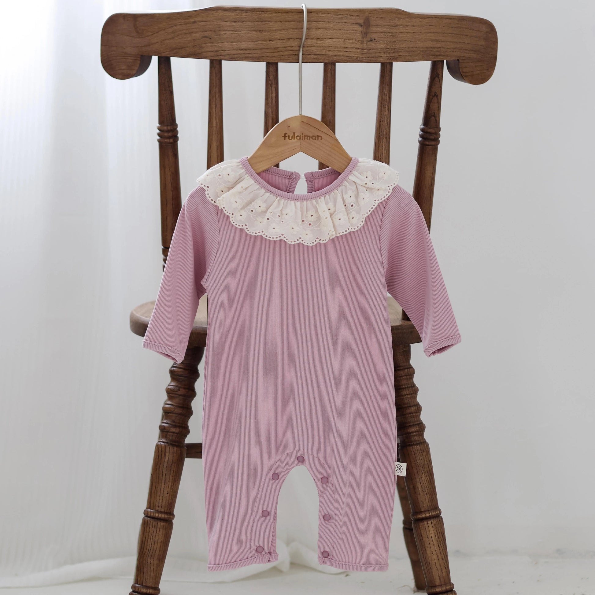 Spring and Autumn Baby Girl Solid Color Cute Doll Collar Long Sleeve Jumpsuit Baby Girl Autumn Jumpsuit - AMULET RING STORE