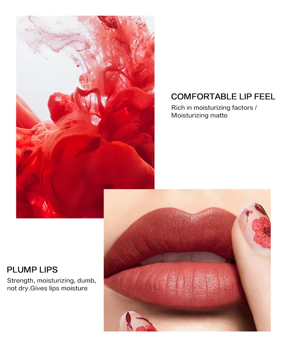 QIBEST Sexy Velvet Matte Lip Gloss Liquid Lipstick Lipgloss Beauty Red Nude Waterproof Long-lasting Lip Stain Makeup For Women - AMULET RING STORE