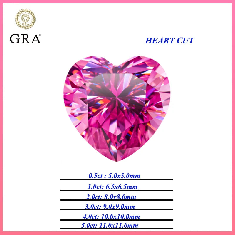 Pink Moissanite Stones with GRA Certificate Round/Pear/Oval/Emerald/Heart/Cushion/Princess/Asscher/Radiant Cut