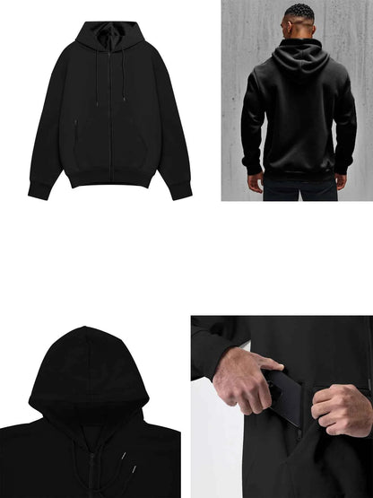 Men's Comfortable Thick Hooded Sweatshirt, Zipper Sports Shirt, Long Sleeved Sweatshirt, Autumn and Winter Season