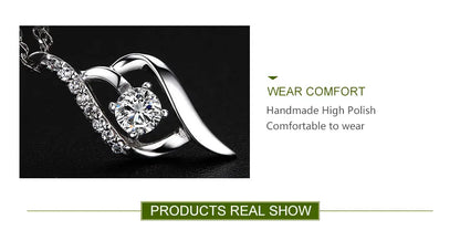 ZDADAN 925 Sterling Silver Heart Amethyst Necklace For Women Fashion Wedding Jewelry