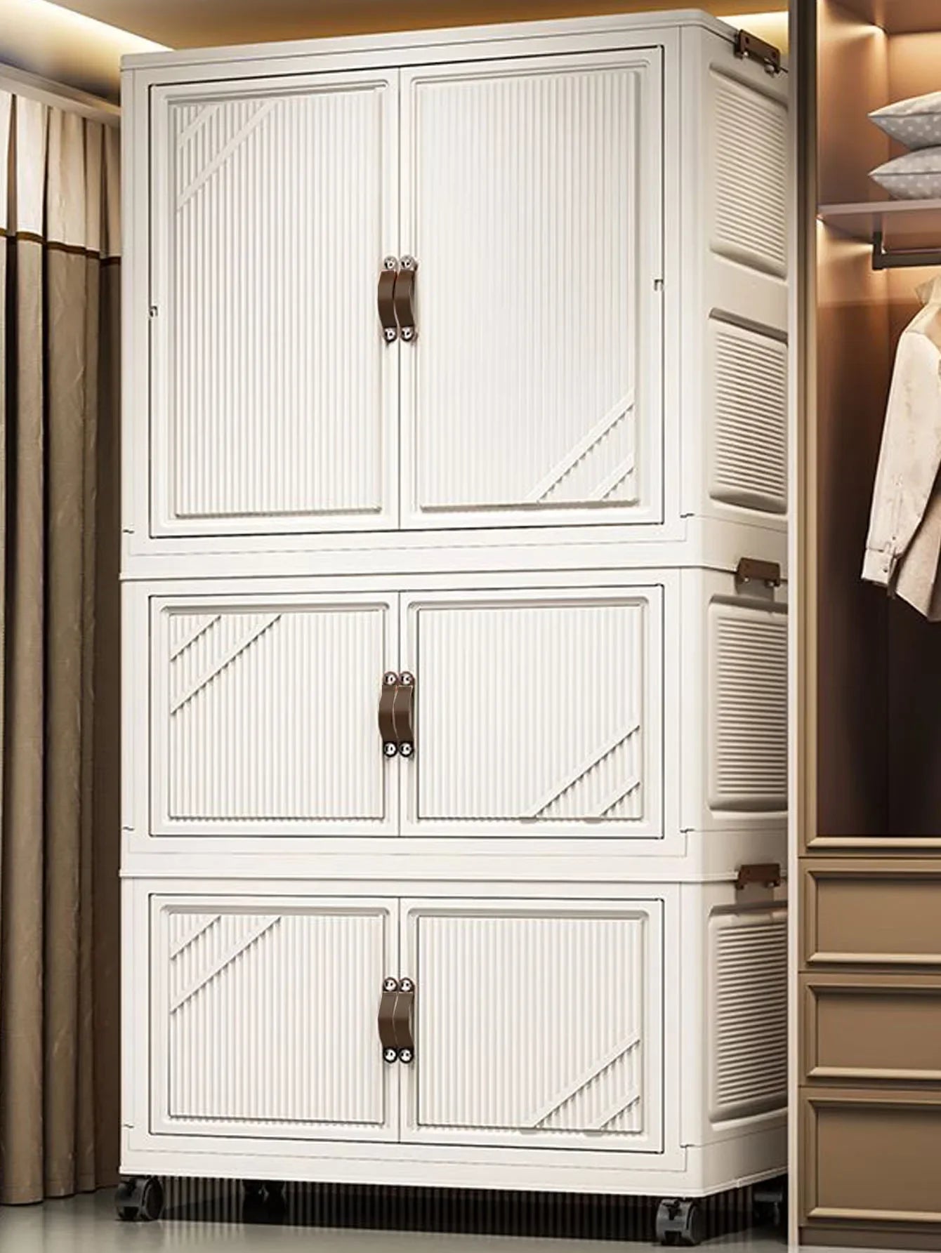 Multi-specification Multifunction White Folding Storage Cabinet Large Capacity Dustproof Wardrobe Storage Box - AMULET RING STORE