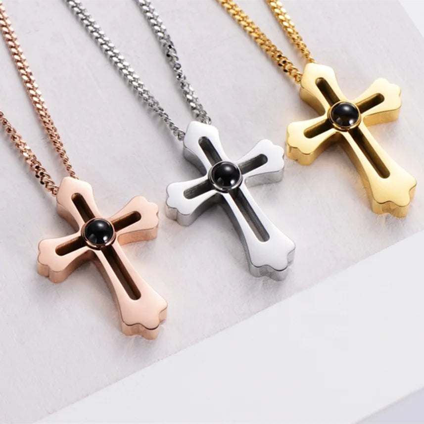 Fashion Projection Necklace Jewelry Personalized Photo Custom Cross Pendant Suitable For Male And Female Couples To Give Gifts - AMULET RING STORE