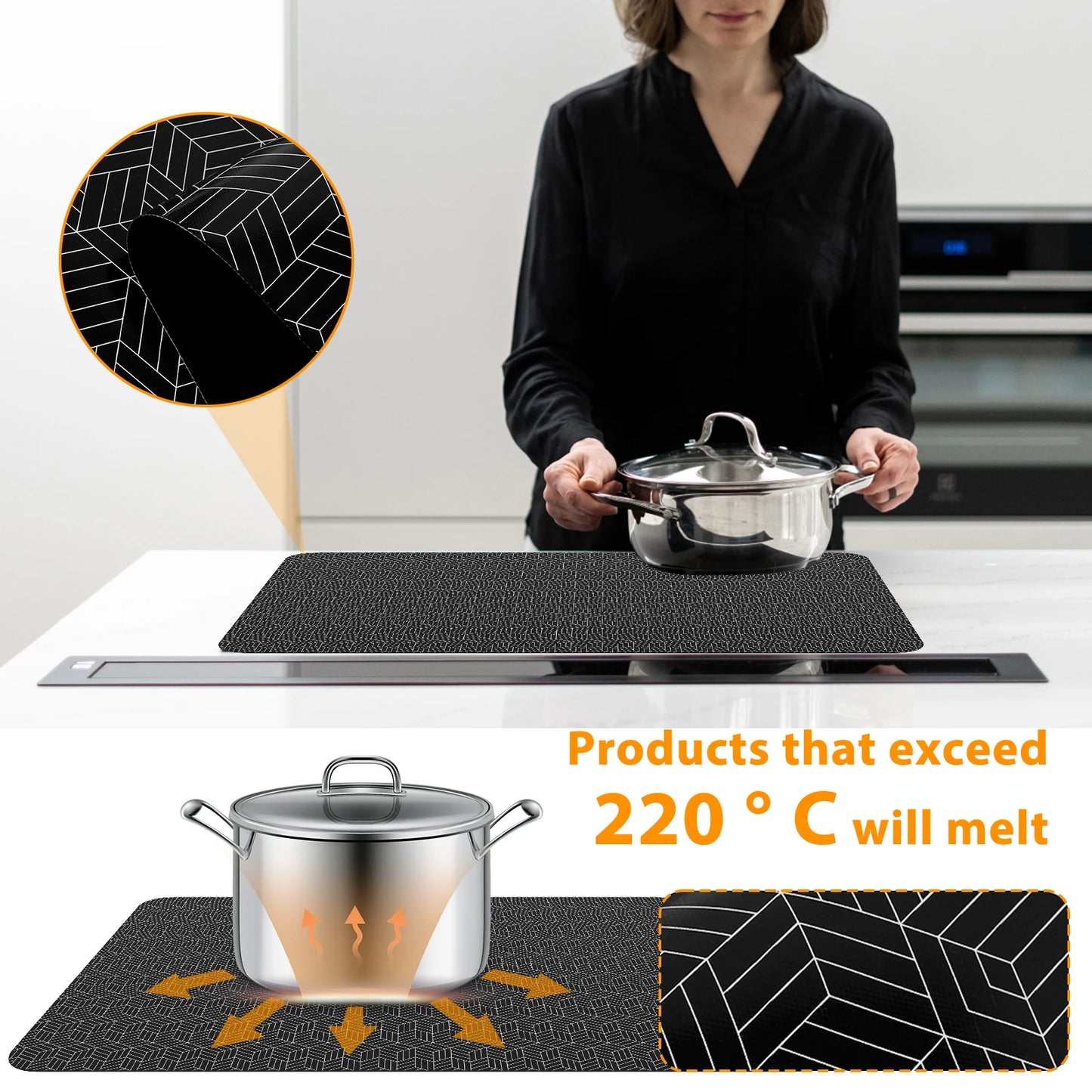 Induction Cooktop Mat Silicone Anti-Scratch Induction Cooktop Protector Mat Heat-Resistant Non-Slip Kitchen Counter Protect Mat - AMULET RING STORE