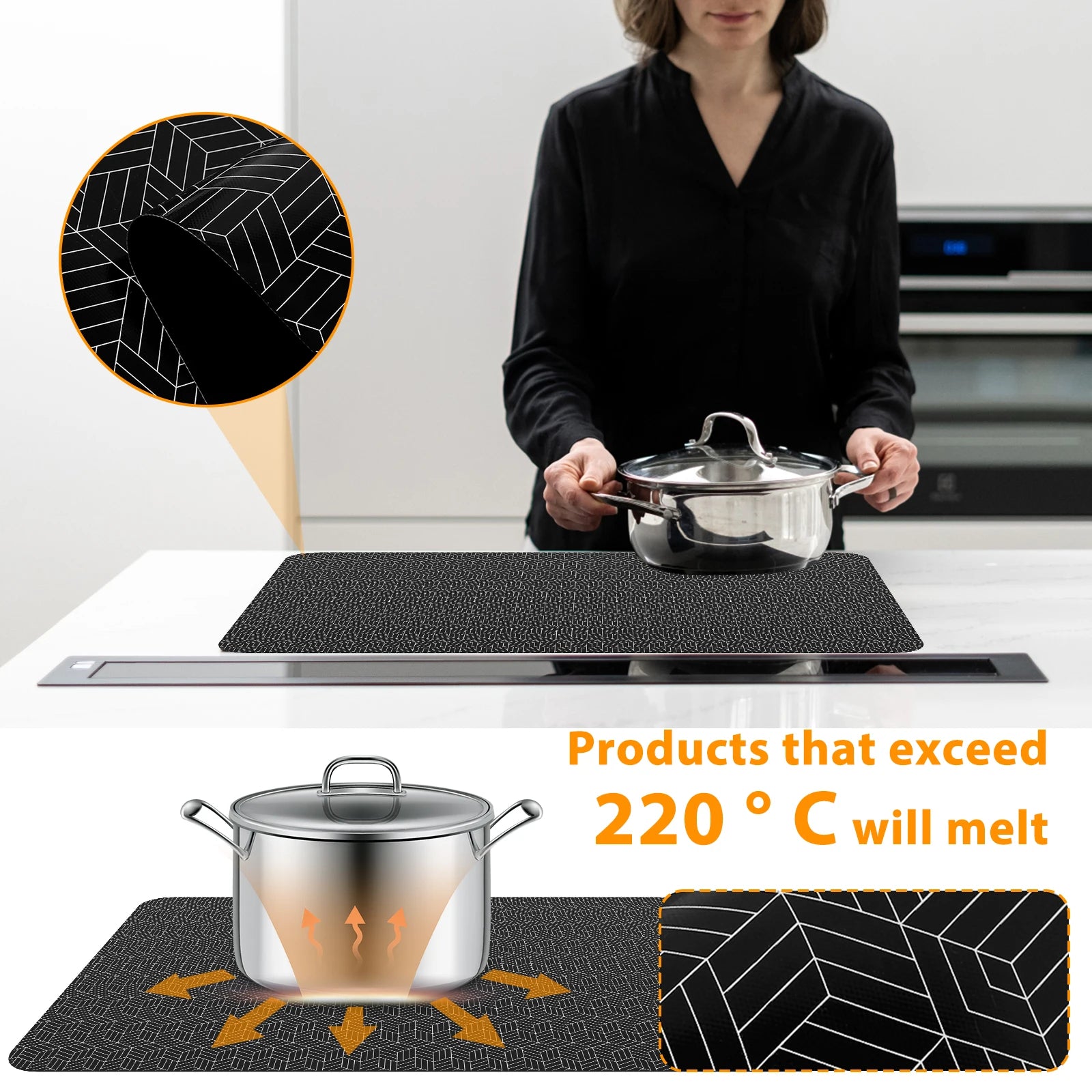 Induction Cooktop Mat Silicone Anti-Scratch Induction Cooktop Protector Mat Heat-Resistant Non-Slip Kitchen Counter Protect Mat - AMULET RING STORE