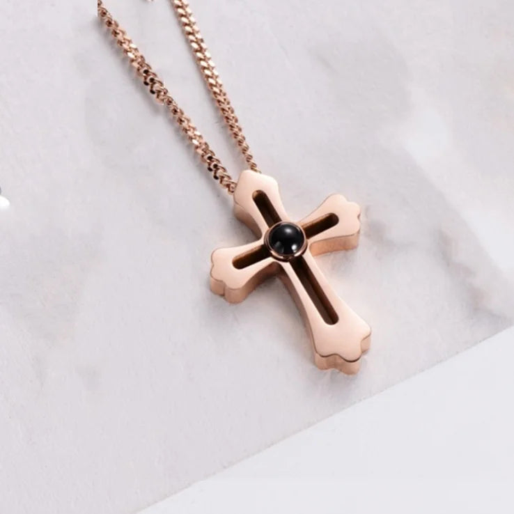 Fashion Projection Necklace Jewelry Personalized Photo Custom Cross Pendant Suitable For Male And Female Couples To Give Gifts - AMULET RING STORE