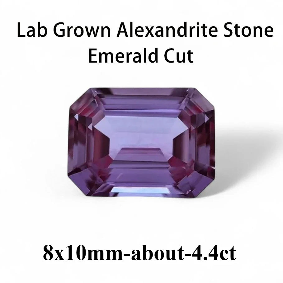 Emerald Cut Lab Grown Alexandrite AGL Certificate Loose Gemstone For Earrings Ring Jewelry Diy Making