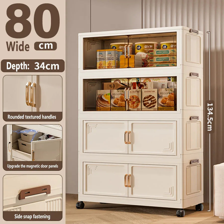 45/55/65cm Length Multifunction Storage Cabinet Large Capacity Foldable Easy-to-Install Storage Box Dustproof Wardrobe - AMULET RING STORE