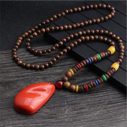 Fashion Long Sweater Pendant Chain Wooden Beaded Tassel Boho Bohemian Necklace Jewelry Nepal Wood Beads Pendant Necklace