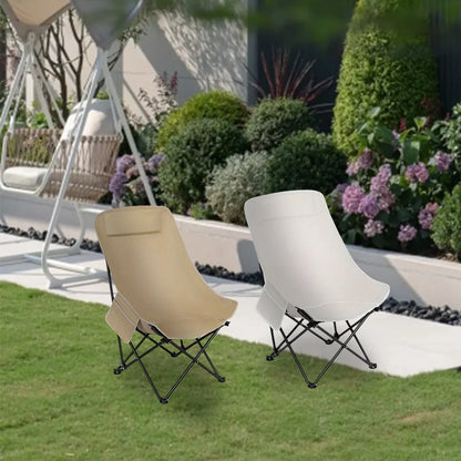 Moon shaped semi recliner folding chair with outdoor handbag, waist and back cushion with side pockets, durable and long-lasting - AMULET RING STORE