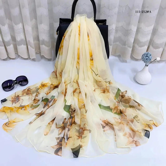 2025 Silk Scarf Women Hijab Pashmina Long Beach Stoles Shawl Wrap Headbands Spring Warm Scarves Bandana Ladies Neckscarf Foulard