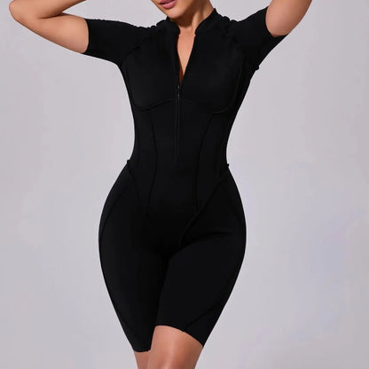Seamless Yoga Jumpsuit Sports Fitness Backless Tight Zipper Long-sleeved One-Piece Workout Clothes Gym Leggings Sportswear