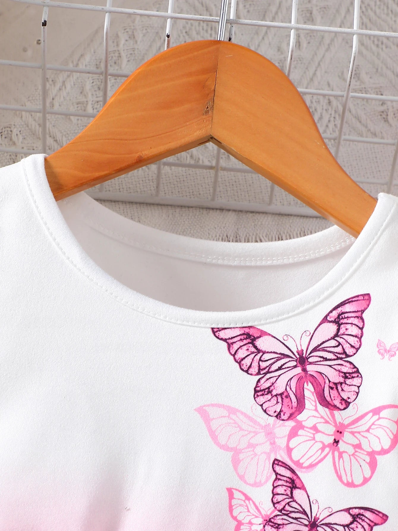 Girls Spring Summer Knitted Casual Fashion Round Neck Fly Sleeve Ruffle Butterfly Dresses