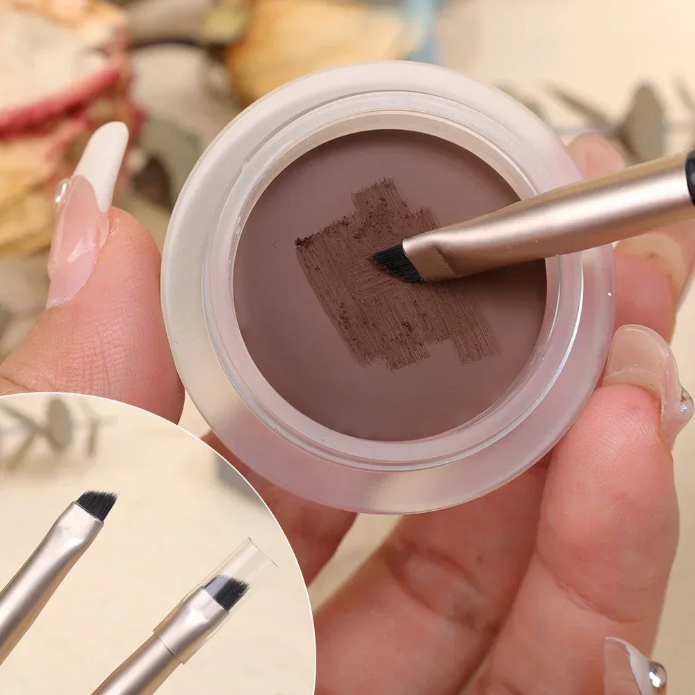 2 in 1 Eyeliner Eyebrow Gel Cream with Brush Waterproof Long-lasting Matte Black Brown Easy Wear Eyeliner Korean Makeup Cosmetic - AMULET RING STORE