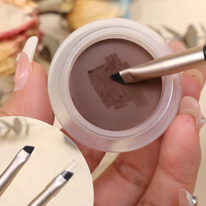 2 in 1 Eyeliner Eyebrow Gel Cream with Brush Waterproof Long-lasting Matte Black Brown Easy Wear Eyeliner Korean Makeup Cosmetic - AMULET RING STORE