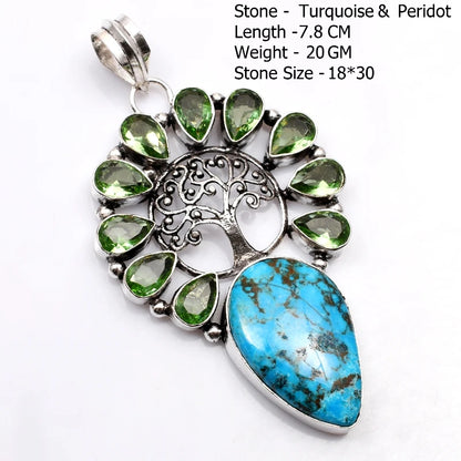 Genuine Blue Topaz Citrine Glass Agate Jasper Amethyst Pendant