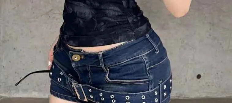 Summer Women Japanese Low Rise Cargo Jean Shorts Y2K 2000s Denim Hot Pants Harajuku Grunge Punk Skinny Gyaru Coquette Kpop Sexy