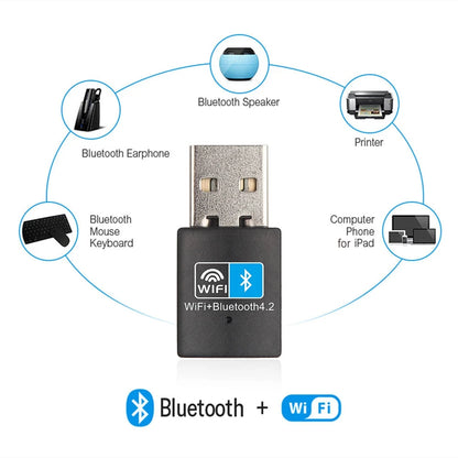 WiFi Bluetooth Wireless Adapter 150Mbps USB Adapter 2.4G Bluetooth V4.0 Dongle Network Card RTL8723DU for Desktop Laptop PC - AMULET RING STORE