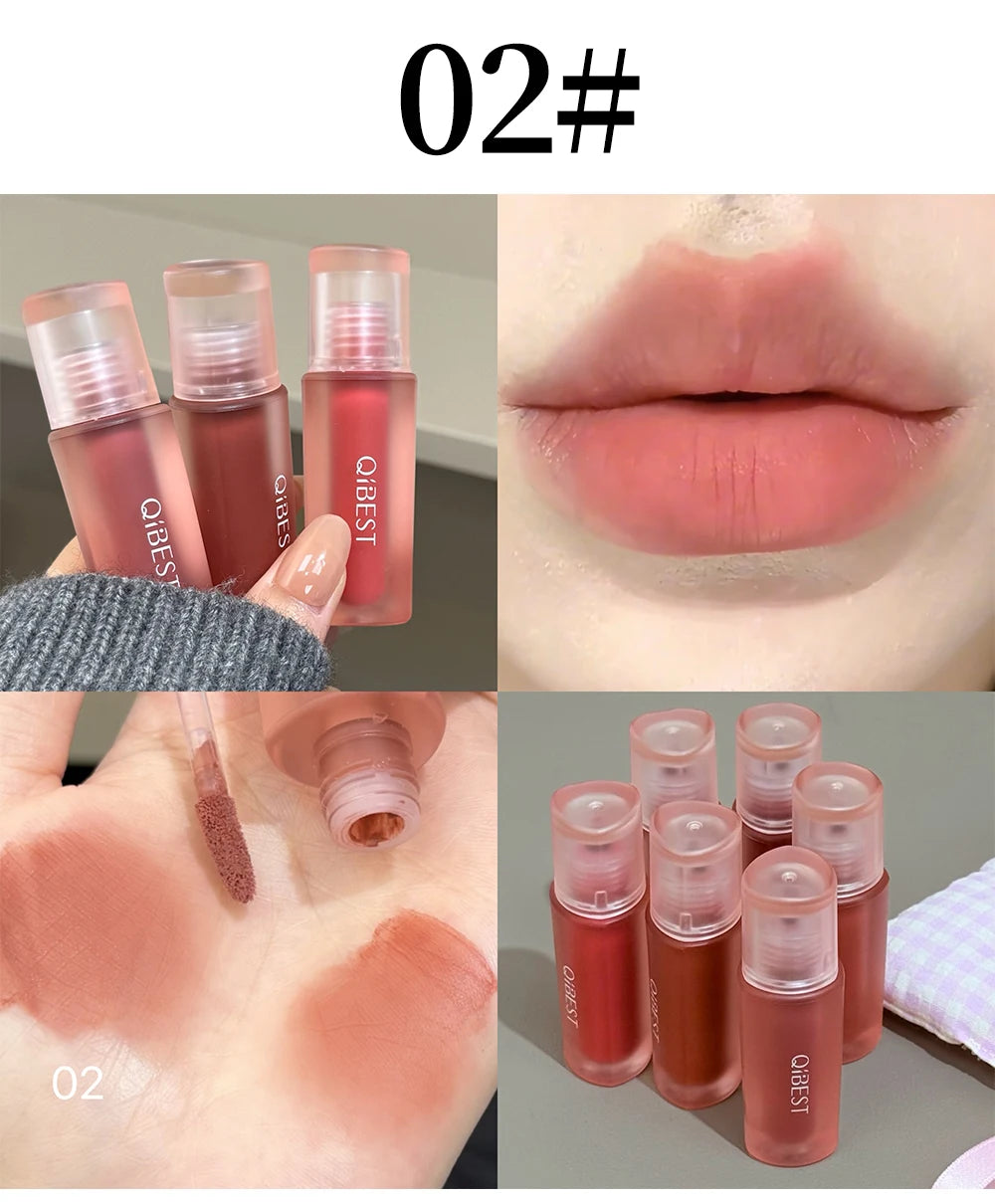Qibest 6 Colors Velvet Matte Liquid Lipstick Long-Lasting Waterproof Lip Mud Sexy Red Lipgloss Beauty Women Cosmetics Lip Tint - AMULET RING STORE