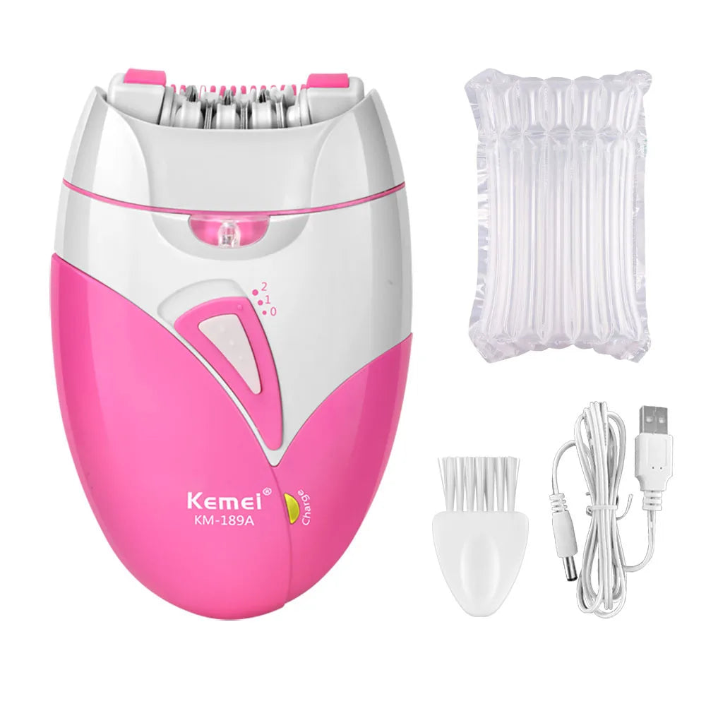 Kemei Women's Electric Epilator Rechargeable Body Hair Removal Machine Shaving for Private Part Bikini Facial Armpit Depilation - AMULET RING STORE