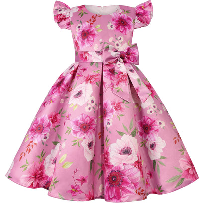 Girl's party dress  Elegant petal-sleeved princess dress  Birthday party dress  Wedding party dress