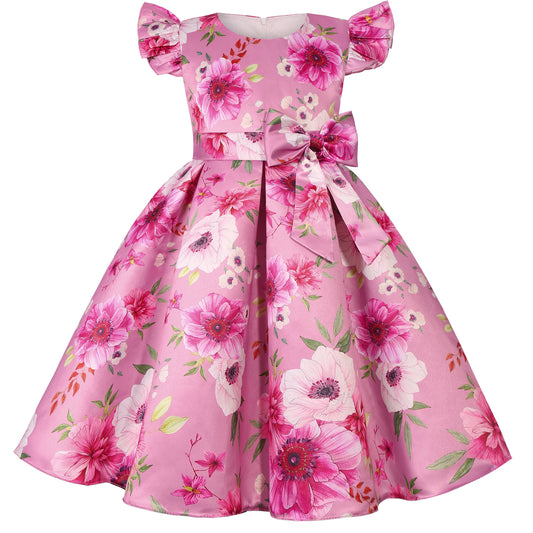 Girl's party dress  Elegant petal-sleeved princess dress  Birthday party dress  Wedding party dress