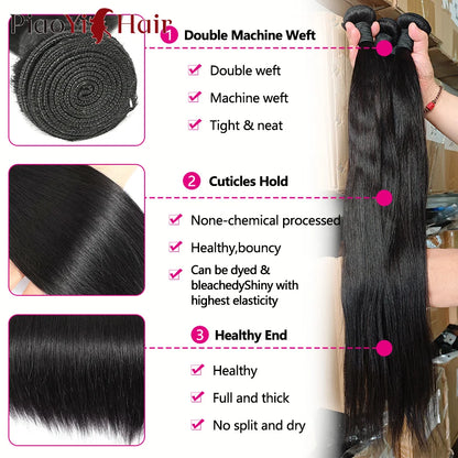 12A Double Drawn Straight Human Hair Bundle 100% Raw Human Hair 20 22 24Inch Unprocessed Virgin Human Hair Extension Top Quality