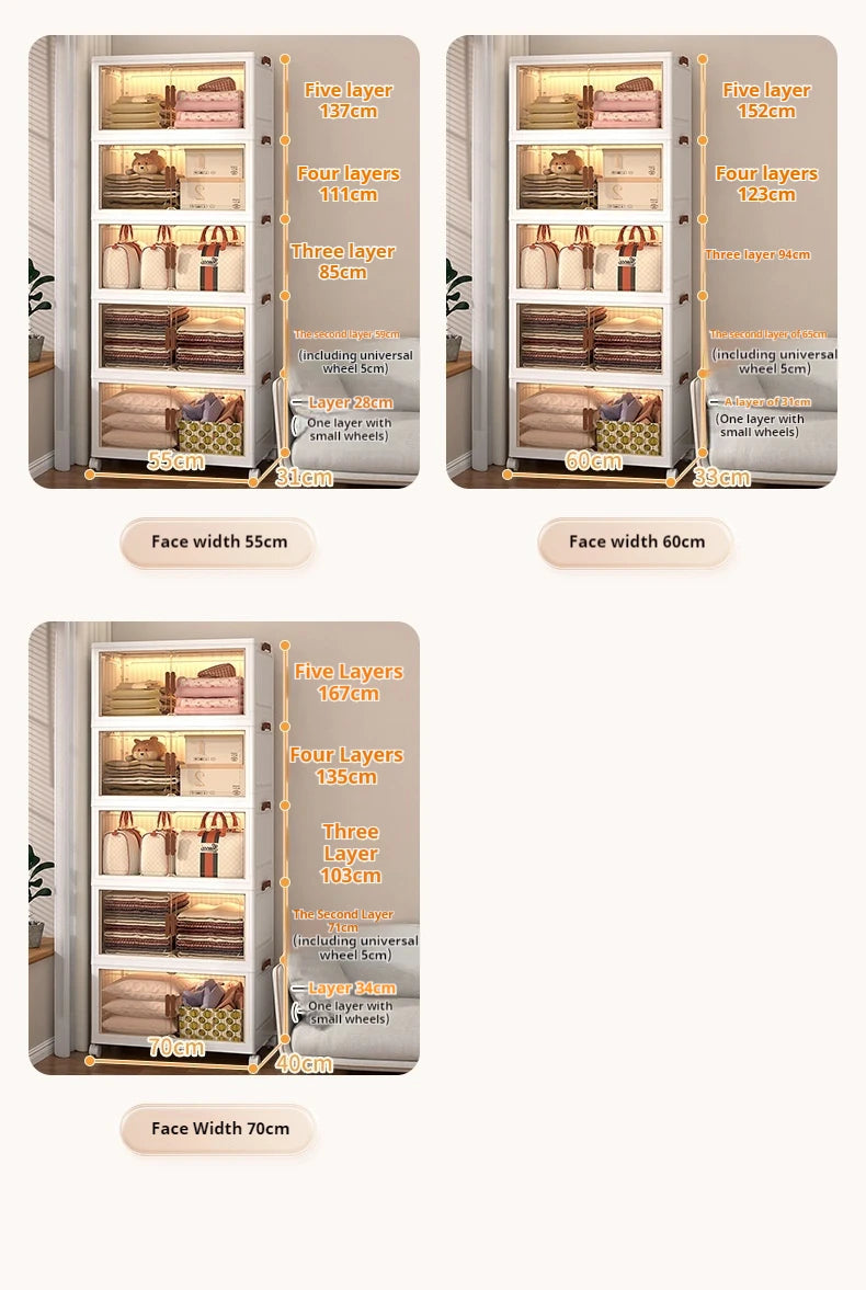 2025 Folding Living Room Cabinet Multifunction Closet Organizer With Wheel Stackable Sundries Large Capacity Storage Box Shelf - AMULET RING STORE