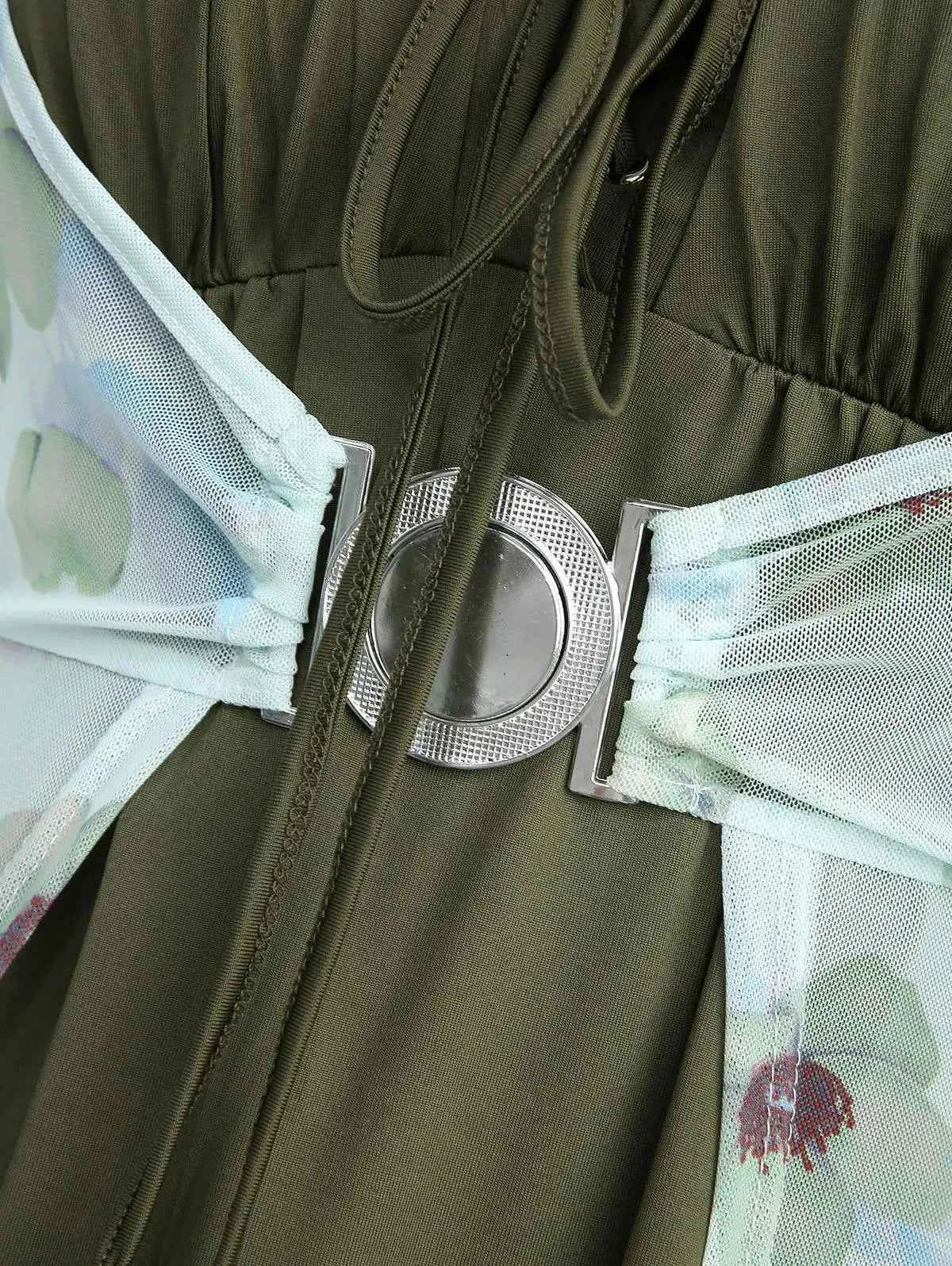 ROSEGAL Plus Size Flutter Sleeves Floral Dress and Lace-up A Line Cami Dress Set