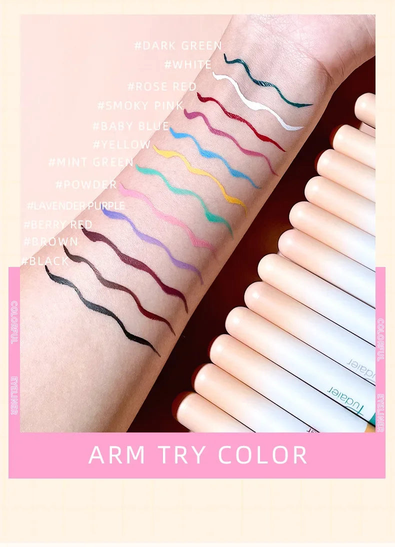 12 Colors Liquid Eyeliner Pencil Shimmer Sexy EyeShadow Portable Waterproof Durable Eyeliner Women Hot Sales Makeup Cosmetics - AMULET RING STORE