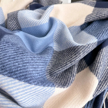 Plaid Imitation Cashmere Blanket Winter Women Scarf Designer Thick Warm Pashmina Shawl Wraps Tassel Poncho Stoles Echarpe Unisex