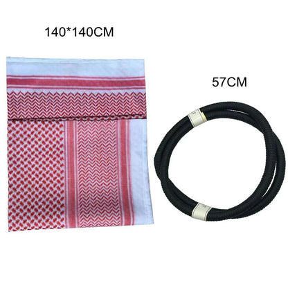 55x55 Inch Arab Shemagh Muslim Keffiyeh Head Wrap Scarf for Men Women Tactical Desert Scarf Neck Headwear, Aqel Rope - AMULET RING STORE