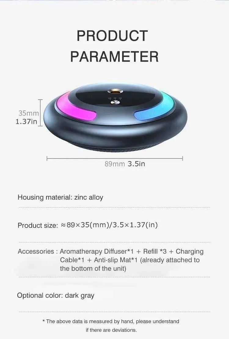 Smart Car Humidifier Essential Oil Diffuser LED Light Fragrance Aromatherapy  Air Freshener  Perfume Car Diffuser