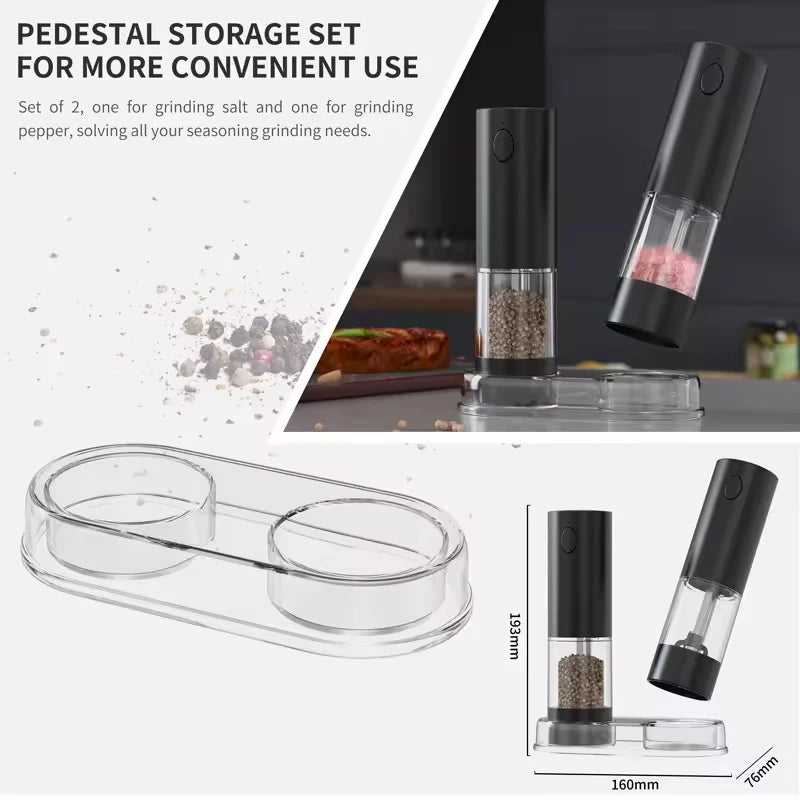1/2PCS Electric Salt And Pepper Grinder with LED Light Gravity Sensing Adjustable Spice Mills Cordless Automatic Kitchen Gadget - AMULET RING STORE