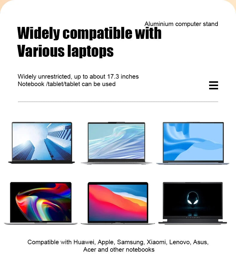 Aluminum Alloy Laptop Holder Stand Adjustable Foldable Portable for Notebook Computer Bracket Lifting Cooling Holder Non-slip - AMULET RING STORE