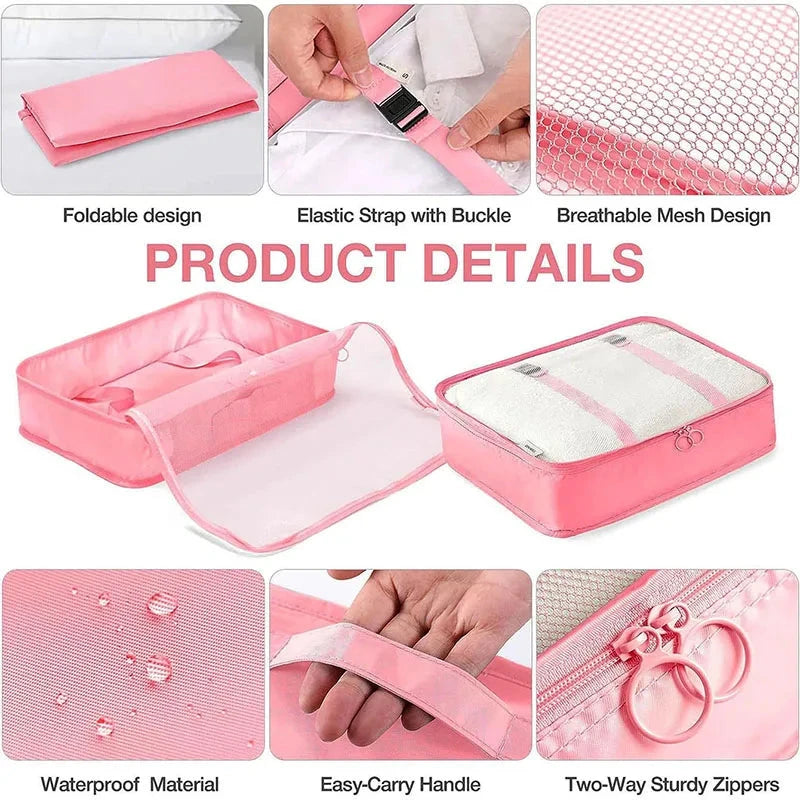 8/9/10/11 Pcs Set Travel Organizer Storage Bags Suitcase Packing Cubes Set Cases Portable Luggage Clothe Shoe Tidy Pouch Folding - AMULET RING STORE