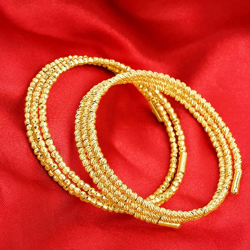 Luxury 24K 9999 Pure Gold real gold Women's Multi-Layer Bracelet Gipsophila Beaded Bracelet - AMULET RING STORE