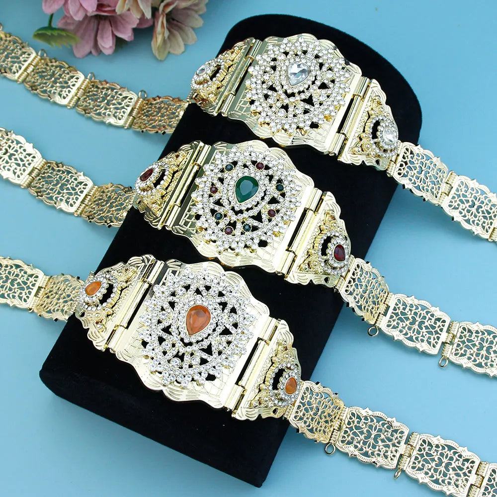 Arabic Style Women Belt Metal Waist Chain Adjustable Length Moroccan Caftan Belt