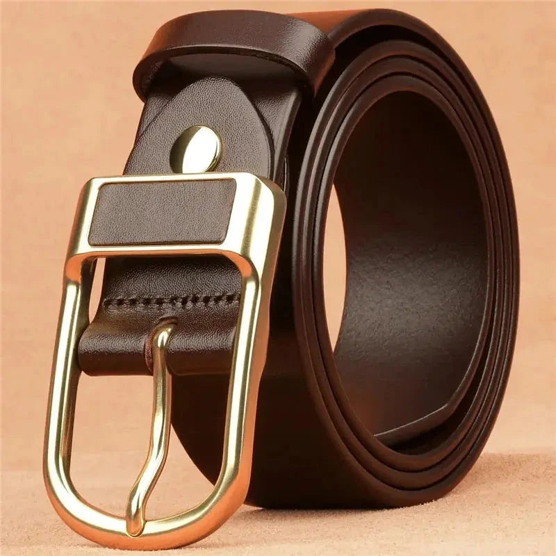 Genuine Leather For Men's High Quality Buckle Jeans Cowskin Casual Belts Business Cowboy Waistband Male Fashion Designer 2024New - AMULET RING STORE