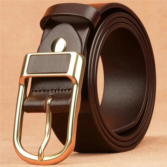 Genuine Leather For Men's High Quality Buckle Jeans Cowskin Casual Belts Business Cowboy Waistband Male Fashion Designer 2024New - AMULET RING STORE