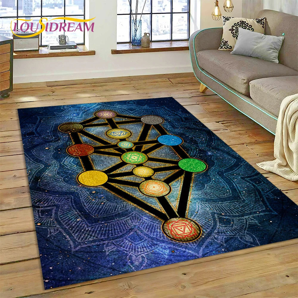Naturalize Yoga Zen Meditation Rainbow 7 Chakra Carpet Rug for Home Living Room Bedroom Sofa Doormat Decor,Area Rug Non-slip Mat