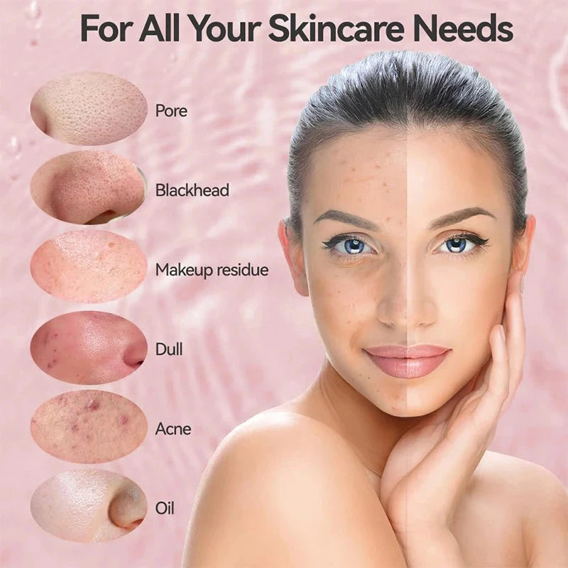 Sonic Facial Cleaning Brush Scrubber Waterproof Exfoliating Vibration Heating Compress Brush Deep Clean Face Cleaner Skin Care