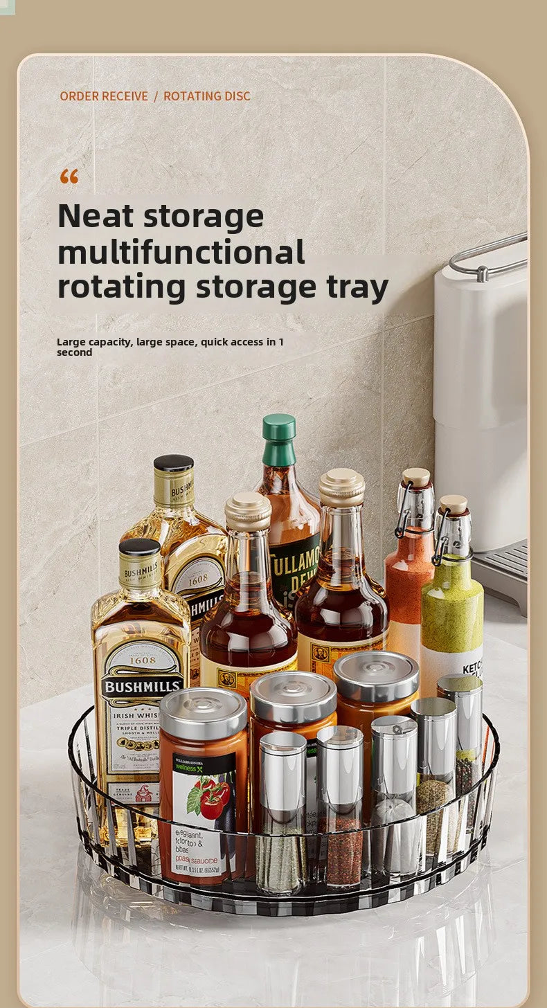 360° Rotating Plastic Storage Rack Bathroom Storage Organizer Kitchen Snack Food Oil Seasoning Bottle Storage Rack Fruit Tray - AMULET RING STORE