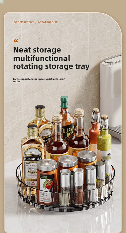 360° Rotating Plastic Storage Rack Bathroom Storage Organizer Kitchen Snack Food Oil Seasoning Bottle Storage Rack Fruit Tray - AMULET RING STORE